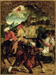 The Conversion of St. Paul, från en polyptyk som skildrar scener från SS:s liv. Peter och Paul (uppgift om 86831)